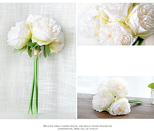 Newest trent 1Bouquet 5 Heads Artificial Peony Silk Flower Leaf Home Bridal Wedding Party Festival Bar Decor
