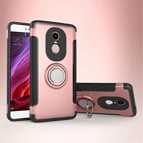 Armor Dual Layer 2 in 1 Heavy Duty Shockproof Protection Case with 360 Degree Rotating Finger Ring Holder and Magnet Car Holder Case for Xiaomi Redmi Note 3 ( Color : Rose Gold )