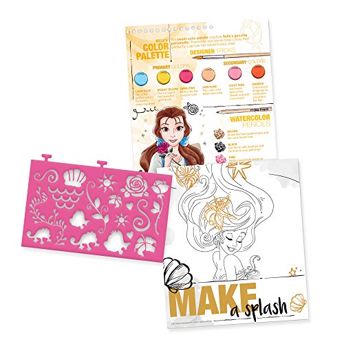Make It Real – Disney Princess Fashion Watercolor Sketchbook. Disney Princesses Water Coloring Book for Girls. Includes Princess Sketch Pages, Paint Brushes, Watercolor Paints, Stencils & Stickers - Thumbnail 5