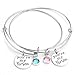 Top Plaza 2pcs/Set You Are My Person Round Alloy Rhinestone Charm Expandable Wire Bangle Bracelets