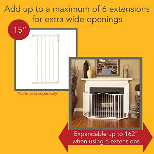 North States 15" Extension for Soft White Deluxe Décor Baby Gate: Expands your gate up to 87" for extra wide spaces (Adds 15" width, Soft White) - Thumbnail 3