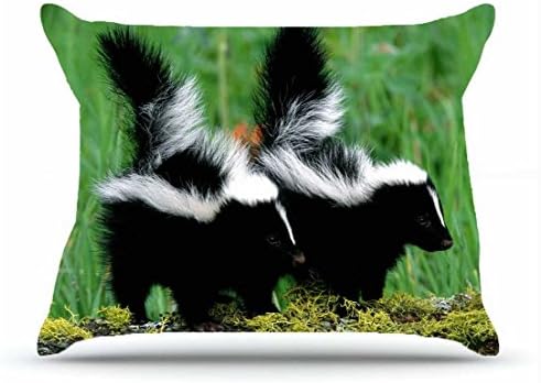 Standard Pillowcase 20X26 Inches 100% Cotton Pillowcases Decorative Pillow Cover Case with Hidden Zipper Decor Cushion Covers - Animals skunks couple s grass walk For Sofa