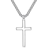 Ursteel 925 Sterling Silver Cross Pendant for Men Women - Stainless Steel Chain Mens Cross Necklace 16-24 Inches