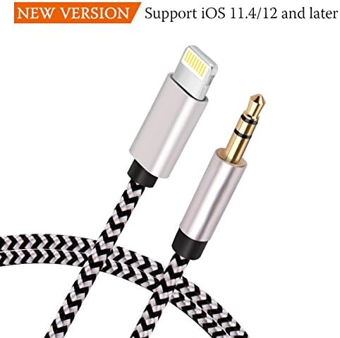 Hzmirzk [New Version] Car Aux Cord for iPhone, 3.5mm Aux Cable for iPhone 7/X/8/8 Plus to Car Stereo or Speaker or Headphone Adapter, Support The Newest iOS 11.4/12 Version or Above