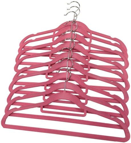 SOVI - 50 X PINK NON SLIP HANGER VELVET FLOCKED COAT CLOTHES TROUSER HANGING HANGERS WITH BAR