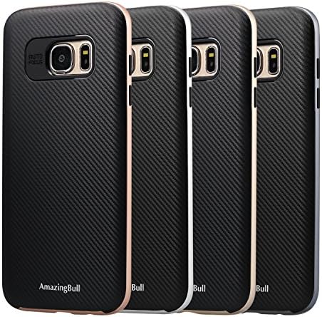 AmazingBull (TM) [Samsung Galaxy S7 EDGE] (5.5 Inch) phone case non-slip texture surface Slim Fit Cover with Carbon Fiber Premium Bumper Style 360º Protection for Galaxy S7 Edge (Silver)