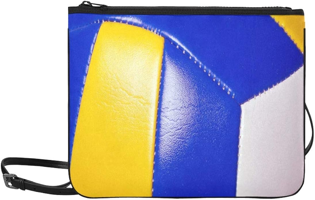 blue and yellow clutch bag