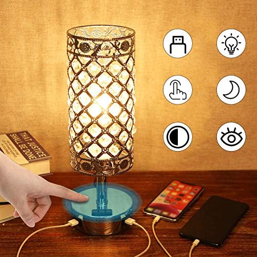 間接照明 クリスタルテーブルランプ タッチセンサー式 調光できusb充電ポート付き ナイトライト ベッドサイドライトled電球付き おしゃれ インテリアランプ リビング ベッドルーム室内用 Tomshine 年新版