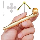 Compact Metal Tobacco Pipe Set with Built-in Filter &ndash; Golden Finish, Easy to Clean &ndash; Includes Cleaning Tool, Brush &amp; Extra Filter Inserts &ndash; 3.94&rdquo; Pocket-Size Pipe for Tobacco Use (1 PC)