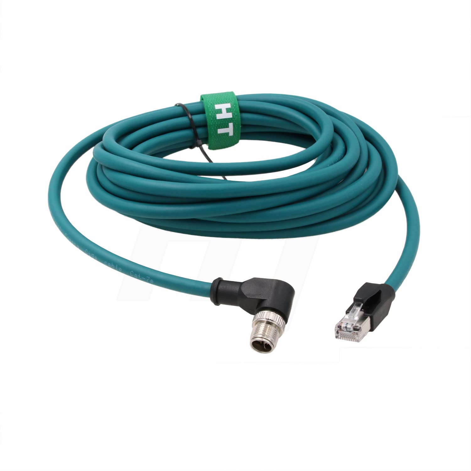 HangTon Right Angle M12 Ethernet 8 Pin X-Code RJ45 Cable for Datalogic Matrix 220 320 Reader IV3 Cognex IS8000 DM470 Vision Camera Sensor Reader 5M — image 1