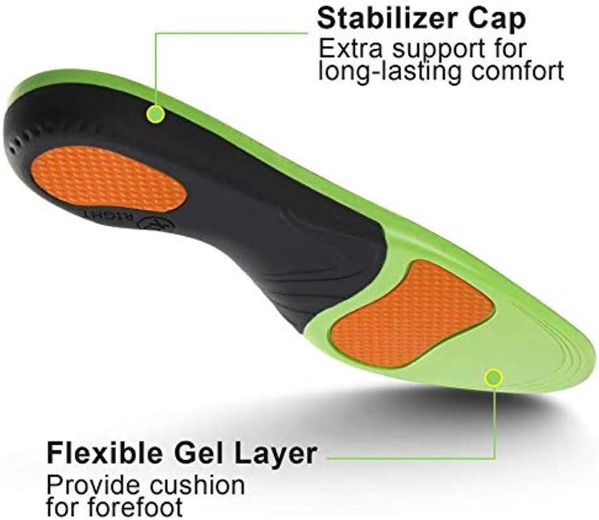 Shoe Insoles for Arch Pain Plantar Fasciitis Feet Insoles Arch Supports Orthotics Inserts Relieve Flat Feet High Arch Foot Pain for Men Women (Green, (1pair) L: M10-12 / W 11-13 (11.81")): Health & Personal Care