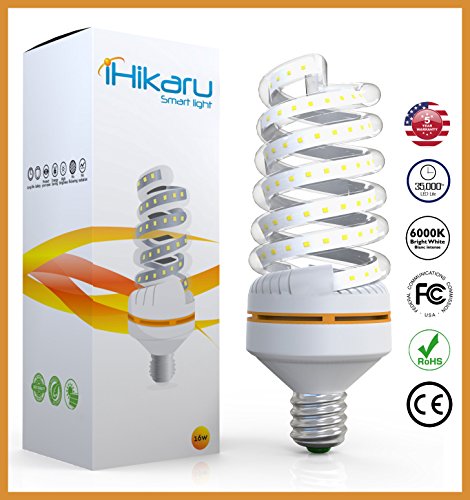 iHikaru LED Light Bulb New Spiral Corn 90% Energy Saving Equivalent 130W 150W 180W 200W 250Watt Daylight White No Flicker Eye&Eco Friendly Easy To Install E27 Base For Outdoor Indoor Garage Basement