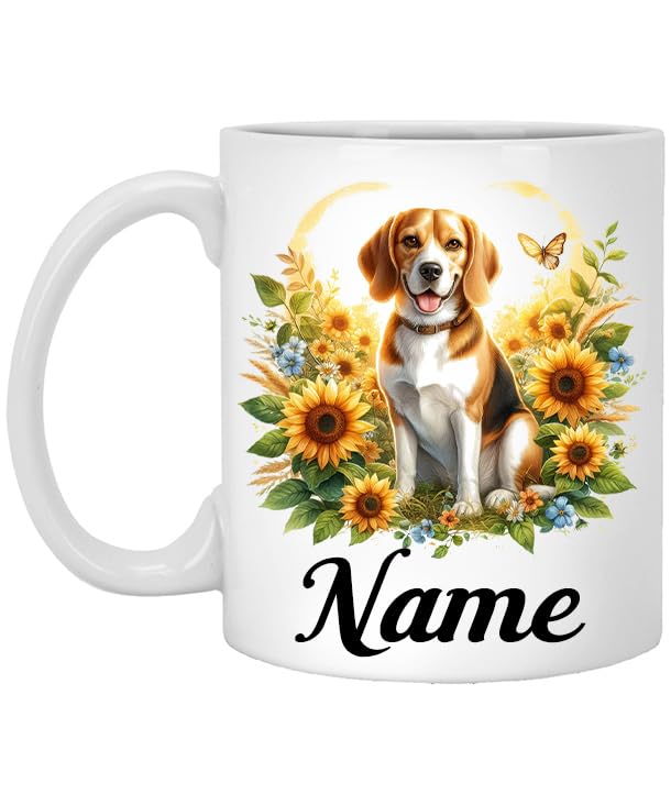 Personalized Beagle Dog Mug with Name, Custom Name