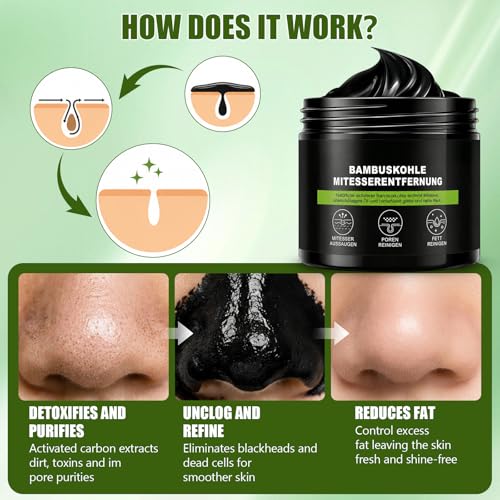 120ml Blackhead Removal Mask, Peel Off Mask, Exfoliating Mask, Deep Cleansing Pores Blackheads, Dirt, Acne and Reduce Pores Includes Brush