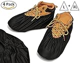 Reusable Shoe Covers - Premium Boot Covers for Contractors Non Slip Washable | Large and Extra Large in Black (4 Pack Large X-Large)