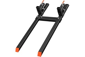43" Heavy - Duty 2000lbs Clamp - On Pallet Forks Quick Attach Bucket Fork with Adjustable Stabilizer Bar for Tractor/Loader/S