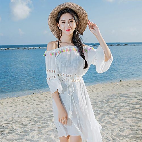 Amazon Co Jp 夏ワンピース レディース ビーチ ホワイト ドレス ワンピース ボヘミアン風 ハイウエスト ビーチ 旅行 春ワンピース 代 30代 パーティー 海デート 大人 セクシー 可愛い フリーサイズ ホワイト 服 ファッション小物