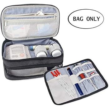 Luxja Insulin Travel Case, Double Layer Insulin Bag for Insulin Pens, Glucose Meter and Other Diabetic Supplies (Bag Only), Black