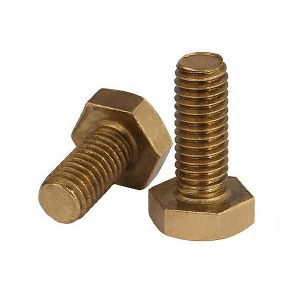 FEEIMOL Brass Hex Bolt Fully Threaded Machine Screws M4x10mm (20 pcs)