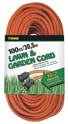 Prime Wire & Cable EC481635 100-Foot 16/2 SJTW Lawn and Garden Outdoor Extension Cord, Orange