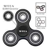 Tri Spinner Fidget Toy,SHUUA Stress Reducer With Premium Hybrid Ceramic Bearing,Silicon Nitride,Perfect For ADD, ADHD, Anxiety, and Autism Adult Children,Black+Silver