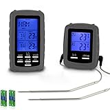 EAAGD Wireless Remote Digital Cooking Meat Thermometer With 3 Probes,for Grilling Oven Kitchen Smoker BBQ Grill Thermometer With 4pcs AAA Battery (Gray)