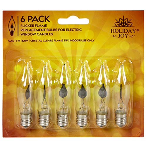Holiday Joy - Flicker Flame Crystal Clear Flame Tip Candelabra Replacement Bulbs - Great for Electric Window Candle Lamps - CA5 - E12-1 Watt - 130 Volts (6 Pack) - Thumbnail 4