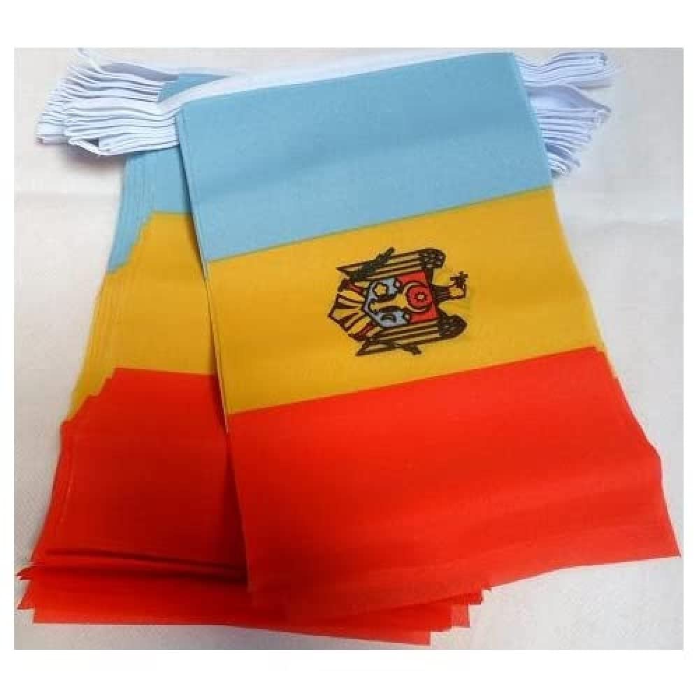 AZ FLAG Moldova Bunting Flag, 20 Ft Garland with 20 Small Moldovan Flags 8'' x 6'', 100% Polyester String Pennant, 6 meters