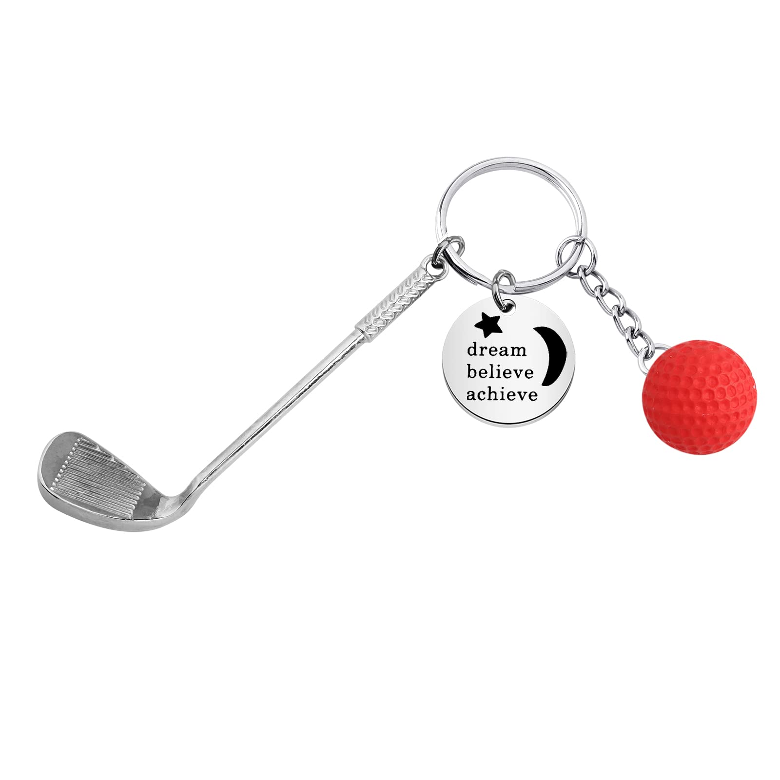 Golfer Gifts Golf Pole & Golf Ball Keyring Dream Believe Achieve Inspirational Gift for Golf Players Golf Lover (UK Dream Achieve KC)