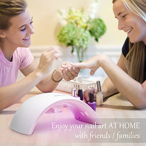 UV Nail Lamp Gel Nail Polish Kit with UV Light Nail Art at Home Shellac UV Light Gel Nail Dryer LED Curing Lamp 24W with 2 Timer Setting Auto Count down (White UV Nail Lamp) - Thumbnail 2