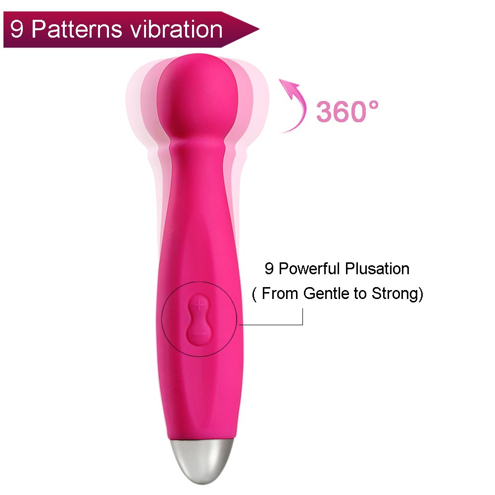 Wand Massager Electric Cordless - 9 Powerful Vibration Patterns USB Rechargeable Personal Body Massager Handheld for Muscle Aches & Sports Recovery (Rose)