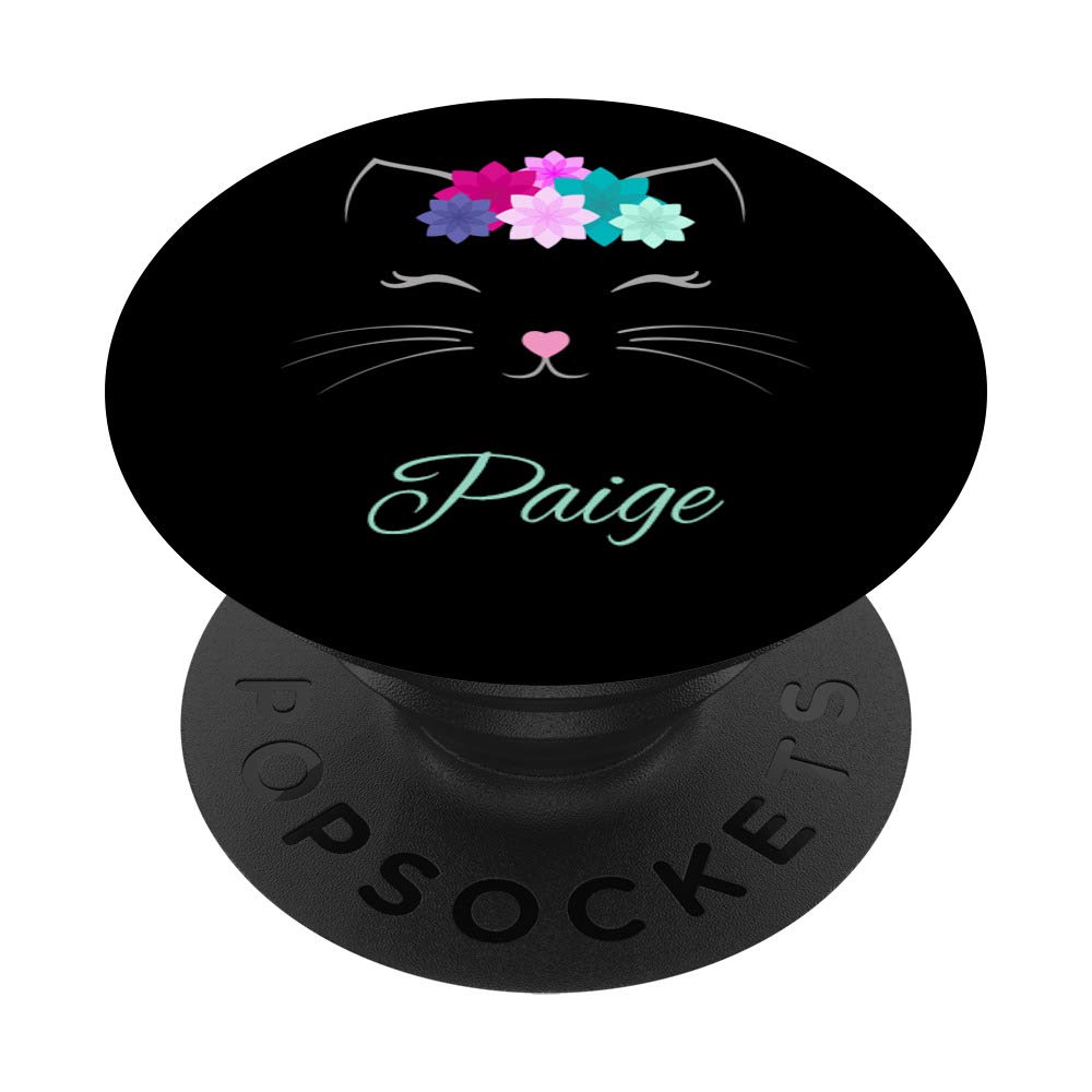 Paige Name Gift - Personalised Kitty Cat PopSockets Grip and Stand for Phones and Tablets