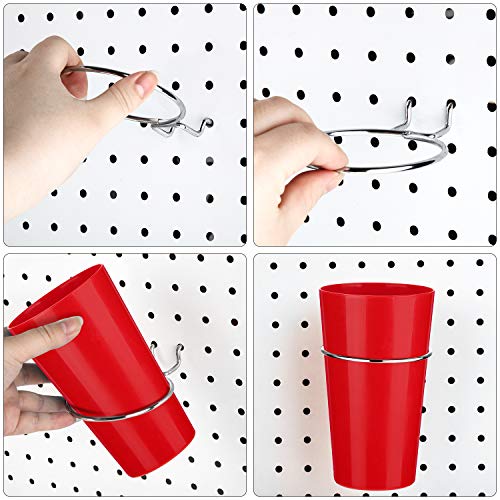 4 Sets Pegboard Bins with Rings, Ring Style Pegboard Hooks with Cups