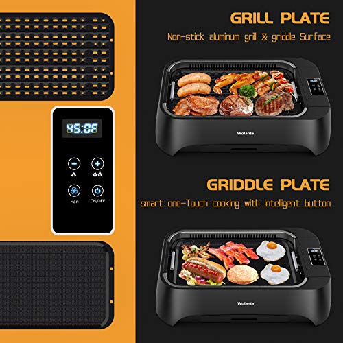 Smokeless Indoor Grill 1500W Electric Grill Griddle, Wolante
