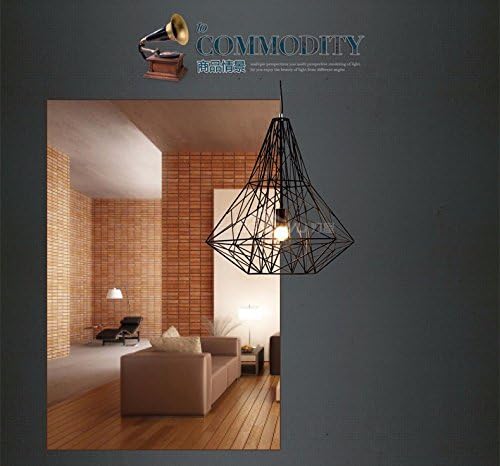 Leihongthebox Industrial Vintage Pendant Ceiling Light Shade, Retro Style Metal Basket Cage Pendant Lights Iron chandeliers A,5054cm diamond bird's nest