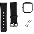 Large Replacement Strap Bands & Frame Compatible for Fitbit Blaze Smart Fitness Watch Sport Accessory Wristbands for Men Women - Black