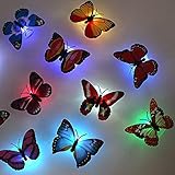 TAKSON Firefly Romantic Magic LED Colorful Butterfly Decorative Light Stick on Butterfly Wall light Decor LED Night Light-12 Pack For Festive Gift Garden home Party