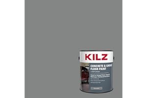 KILZ 1-Part Epoxy Acrylic Concrete & Garage Floor Paint, Slate Gray, Satin, Interior/Exterior Concrete Paint for Basement Floors, Porches, Driveways & Pool Decks, 1 Gallon