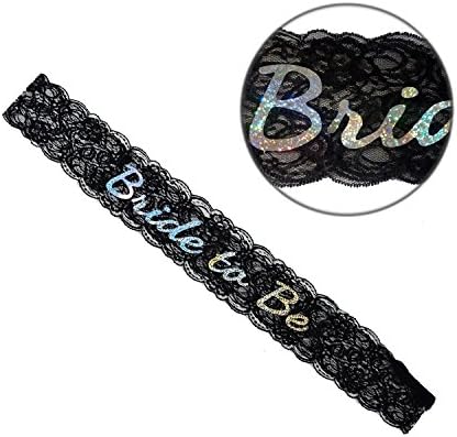 Bride To Be Sash, Bachelorette Party Sash, Bridal Shower Decorations Accessories, Black Floral Lace With Silver Lettering
