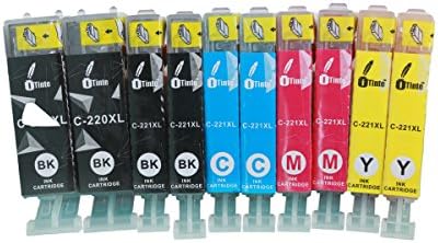iTinte PGI 220 and CLI 221 XL Canon Ink Cartridges: PGI 220 (2 Black), CLI 221 (2 Black, 2 Cyan, 2 Magenta, 2 Yellow) 10 Pack for Canon PIXMA iP4600,iP4700,MP550,MP560,MP620,MP630,MP640