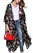 Hibluco Women's Casual Oversized Floral Kimono Cardigan Sheer Tops Loose Blouse