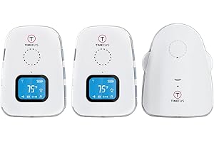 TimeFlys Audio Baby Monitor Twin Crown,Temperature Monitoring,Vibration,Lullabies,Rechargeable Battery,Two Way Talk,USB Connection,Zero Emission at Night Mode,Long Range up to 1000 ft