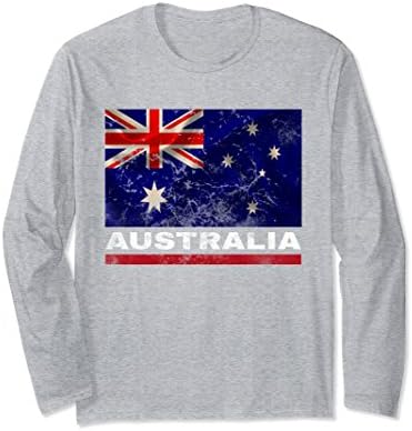 Unisex Australia Flag Long Sleeve Shirt - Australian Soccer &amp; Rugby Small Heather Grey