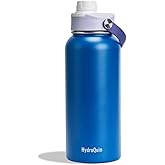 HydroQuin 32oz Water Bottle with Comfort Grip Handle, Gym Water Bottle, Insulated Steel Water Bottle with Wide Mouth, No Straw