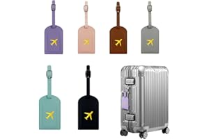 Chunlaihang 6 Pcs Mixed Colours PU Leather Luggage Tags,Letter Luggage Tags for Suitcases with Privacy Protection Cover and A