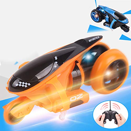 Sikye Remote Control Car - 90 Degrees Rotated Drifting High Speed Stunt Car with Light USB Charging 4.8V 500 mAh Battery Road Motorcycle (Orange)