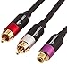 Amazon Basics 2-Male to 1-Female RCA Y-Adapter Splitter Cable - 12-Inches, Black