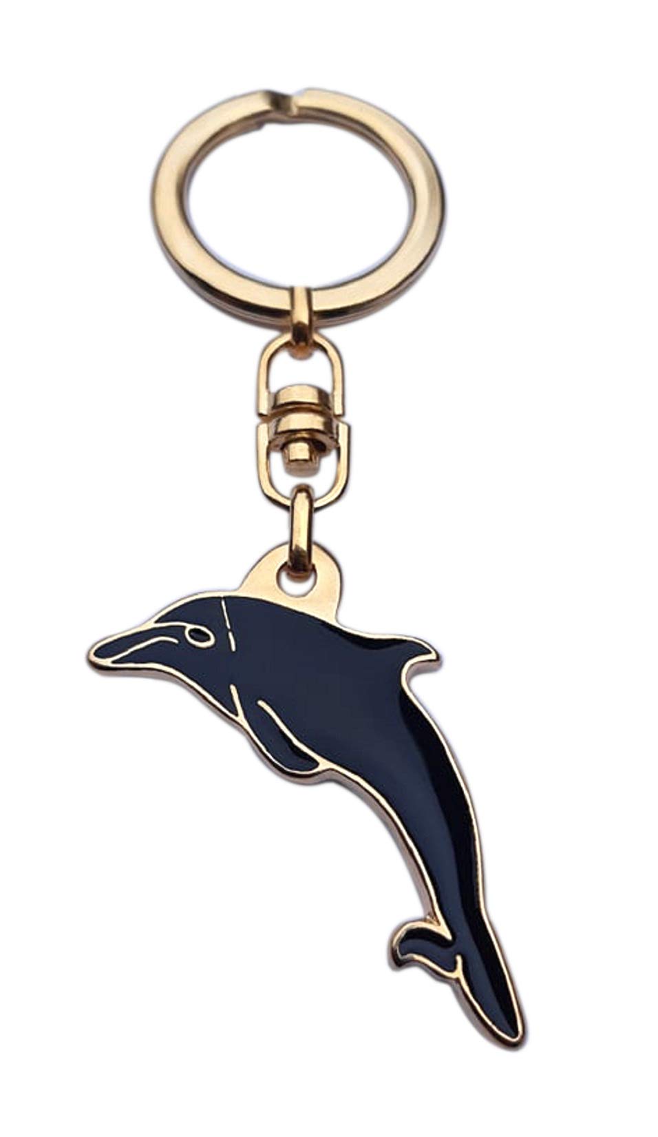 Eurofusioni Keyring black Dolphin, Gold plated lucky charm for sea and sailing lovers. Original gifts idea. Pendant 1,77 x 1,18 In - Craft Jewel