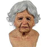 Kapihi Halloween Mask Realistic Old Man Mask Creepy Human Latex Mask,Scary Wrinkle Halloween Cosplay Costume Mask Party Props