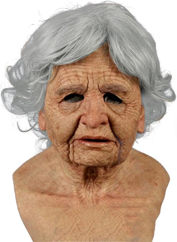 Photo 1 of Kapihi Halloween Mask Realistic Old Man Mask Creepy Human Latex Mask,Scary Wrinkle Halloween Cosplay Costume Mask Party Props